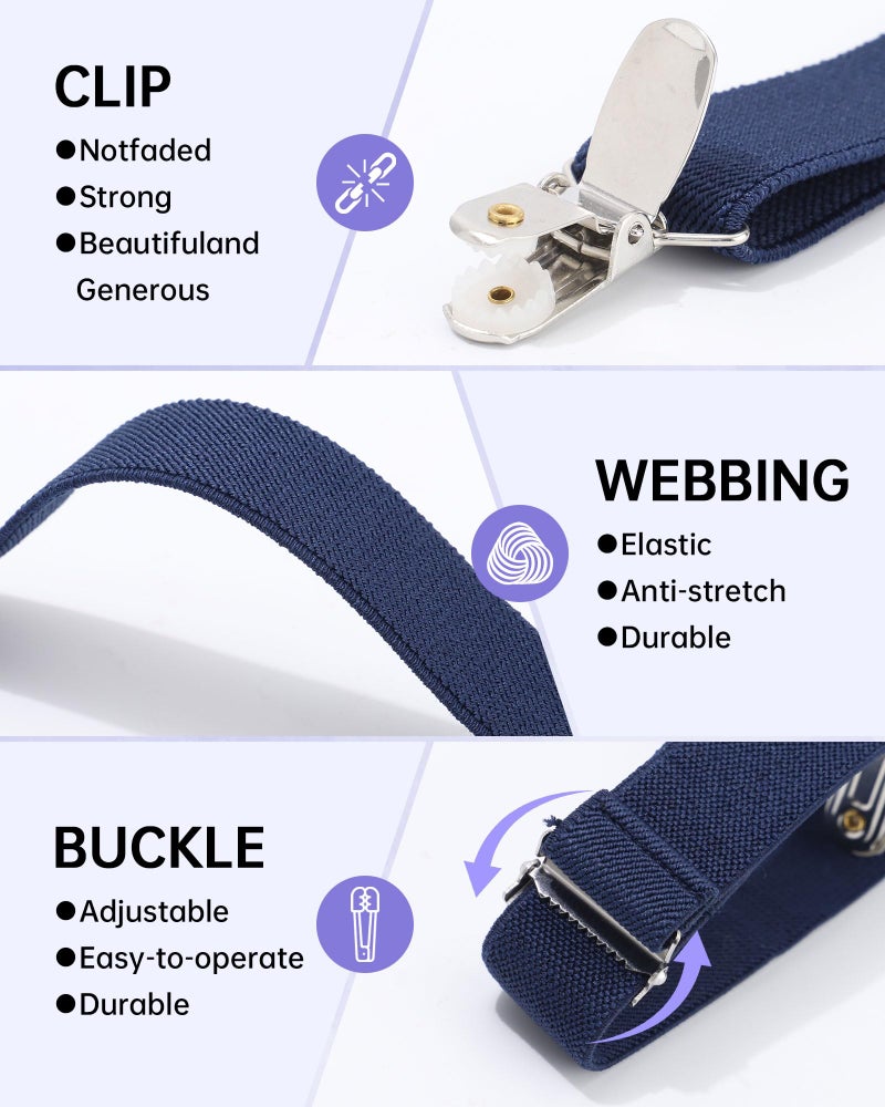 WELROG Kids Suspender Bow Tie Sets - Adjustable Braces With Bowtie Gift Idea for Boys and Girls (Navy blue) - Image 5